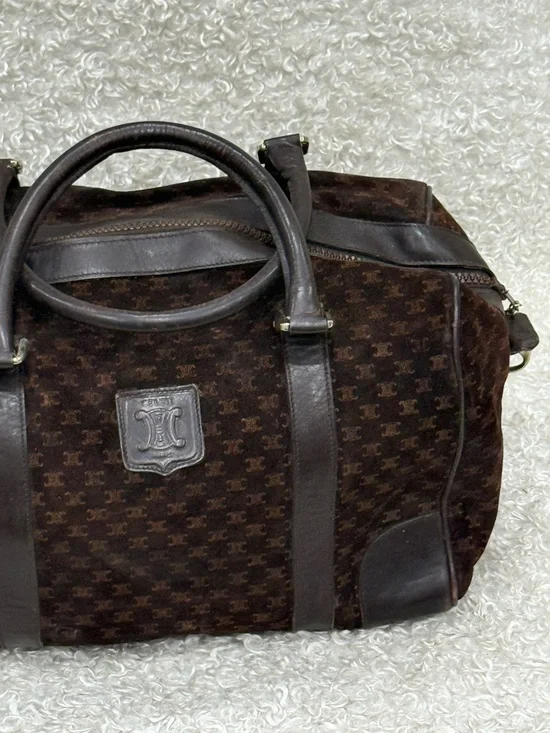 Céline Celine Brown Macadam Suede Boston Bag - Picture 4 of 15